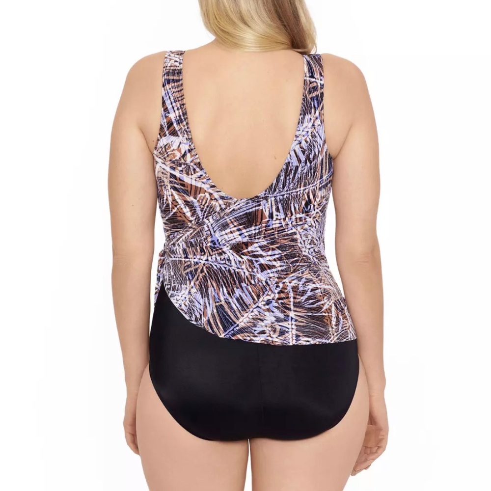 Sonnet Shores Wrap Side Tie One Piece Swimsuit 16 Tummy Panel Full Coverage NWT - Picture 3 of 11
